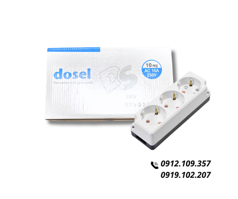 Ổ Cắm Điện Đế Nổi 3 Chấu Hàn Quốc Dosel DC1212 (Hộp 10 Cái)