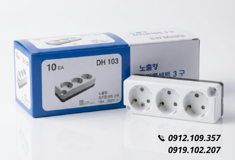Ổ CẮM ĐIỆN 3 LỖ NỔI DONG HWA HÀN QUỐC | ĐÓNG GÓI 1 HỘP 10 CÁI