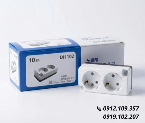 Ổ CẮM ĐIỆN NỔI 2 LỖ DONG HWA HÀN QUỐC | ĐÓNG GÓI 1 HỘP 10 CÁI