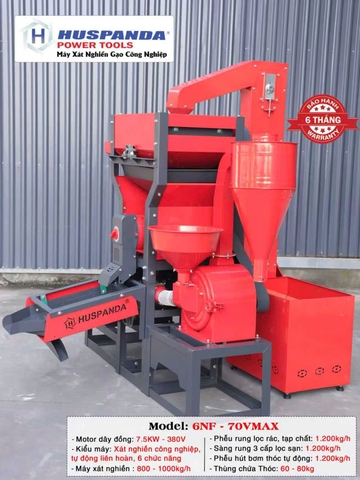 Máy Xát Nghiền Gạo Công Nghiệp HUSPANDA 6NF-70VMAX