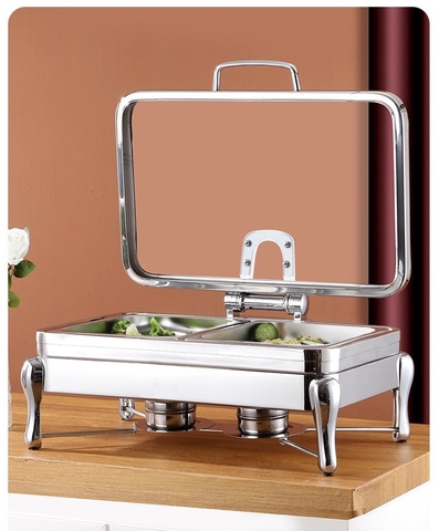 NỒI BUFFET CHỮ NHẬT 2 NGĂN NẮP KÍNH