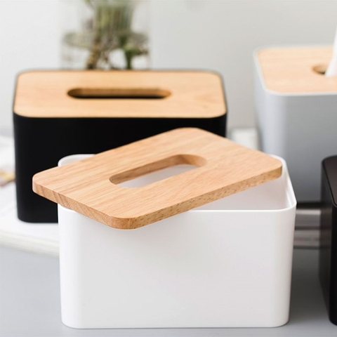 HỘP ĐỰNG GIẤY ĂN MẶT GỖ