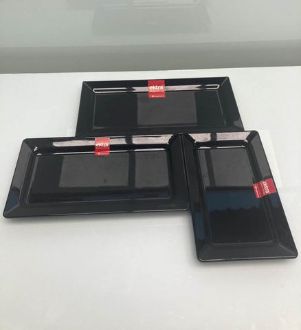 ĐĨA CHỮ NHẬT MELAMINE ĐEN CT