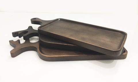 KHAY GỖ TRƯNG BÀY ĐỒ ĂN TAY CẦM SỪNG HƯƠU