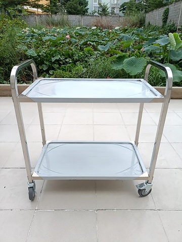 XE ĐẨY THỨC ĂN INOX 2 TẦNG