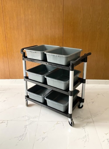 XE ĐẨY PHỤC VỤ 3 TẦNG MÀU ĐEN MẪU 2