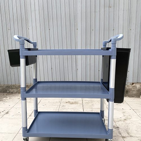 XE ĐẨY PHỤC VỤ 3 TẦNG MÀU XÁM 2 XÔ ĐEN