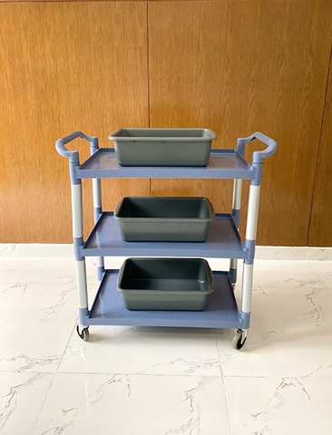 XE ĐẨY PHỤC VỤ 3 TẦNG MÀU XÁM MẪU 4