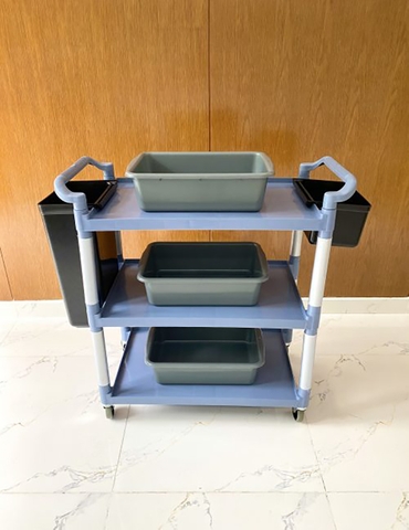 XE ĐẨY PHỤC VỤ 3 TẦNG MÀU XÁM MẪU 3