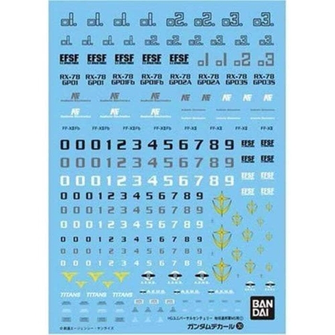 Decal Nước GUNDAM DECAL 30 HGUC MULTIUSE - EARTH FEDERATION 1 - Bandai