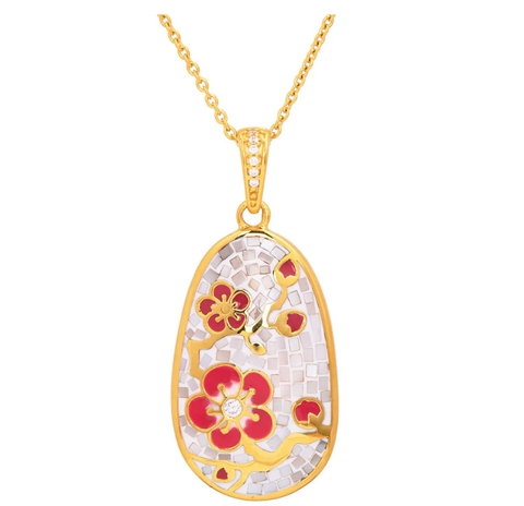 Dây chuyền Hoa Mai - Màu vàng (Plum Blossom Mosaic Mother of Pearl)