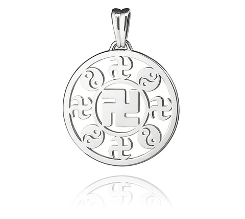 Mặt dây chuyền chữ Vạn vàng trắng 18kt - 22mm (Wan Pendant - 18kt White Gold 22mm)