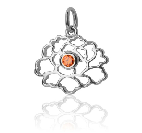 Charm - Hoa mẫu đơn - Bạc đá cam (Tang Flower)