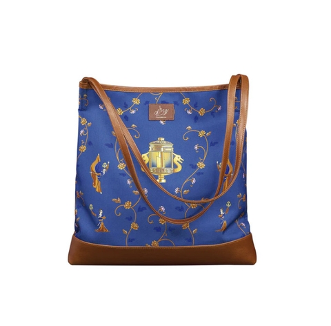 Túi vải Đèn Lồng Duyên Dáng - Quai da - Xanh da trời (Lantern Grace)