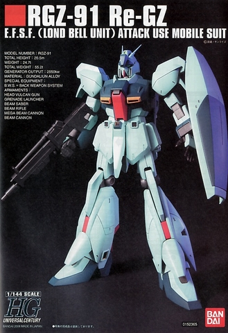Mô Hình Lắp Ráp 1/144 HGUC Re-GZ Chính Hãng Bandai