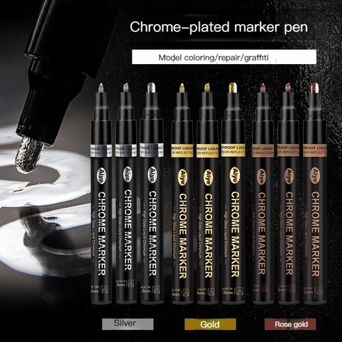 Bút marker Gundam dạng lỏng chrome aiye màu Vàng, Bạc, Đồng phản quan chống nước