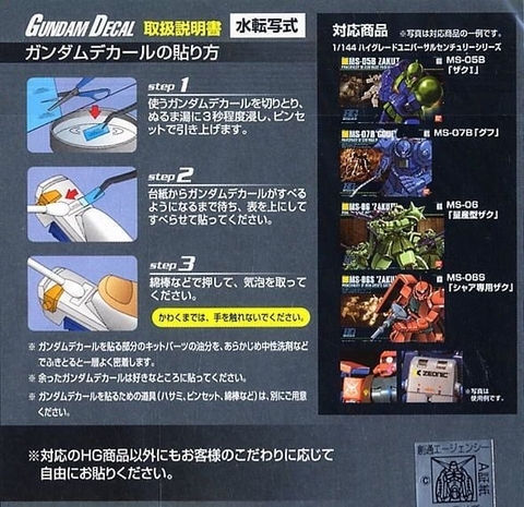 Decal Nước GUNDAM DECAL 28 HGUC MULTIUSE - ZEON MS 1 của Bandai Nhật Bản