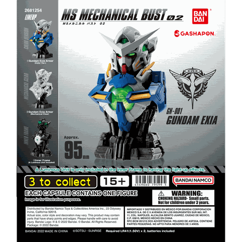 Mô Hình Gashapon MS Mechanical Bust 02 Gundam Exia / 05 Gundam Exia Trans-Am Color của Bandai Nhật bản