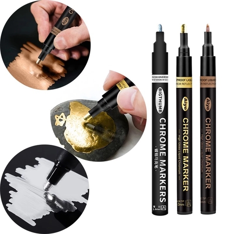 Bút marker Gundam dạng lỏng chrome aiye màu Vàng, Bạc, Đồng phản quan chống nước