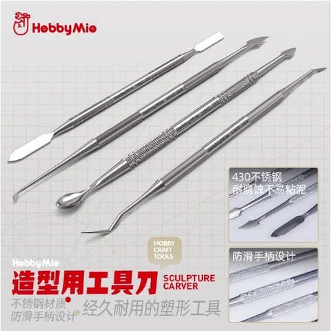 Dụng cụ HOBBY MIO Dao thép gọt cắt tỉa 2 đầu hỗ trợ cho putty HMT131 - 132 - 133 - 134 Hobby mio