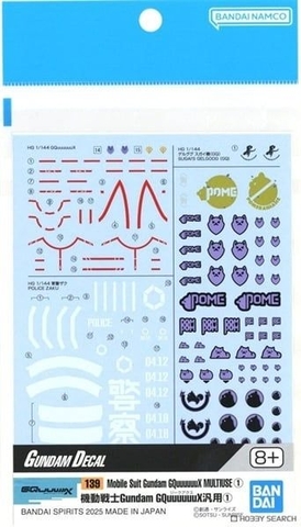 Decal GUNDAM DECAL 139 Mobile Suit Gundam GQuuuuuuX MULTI-USE 1 của Bandai Nhật bản