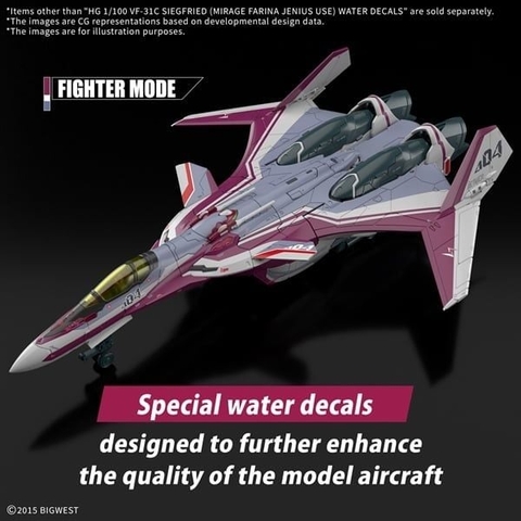 Decal Nước WATER DECALS - HG 1/100 VF-31C SIEGFRIED - MIRAGE FARINA JENIUS USE của Bandai Nhật Bản