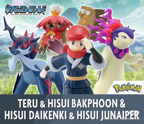 Mô Hình Ráp Sẵn POKEMON SCALE WORLD HISUI REGION REI & TYPHLOSION & DECIDUEYE& SAMUROTT (HISUIAN FORM) của Bandai Nhật