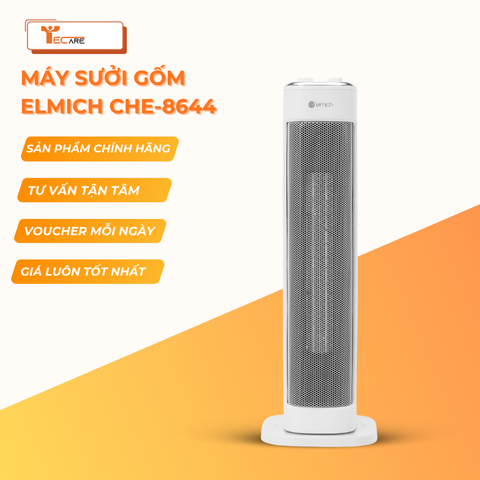 Elmich Máy sưởi gốm CHE-8644 công suất 2000W, làm ấm nhanh, xoay 60°, tự ngắt an toàn, không khô da