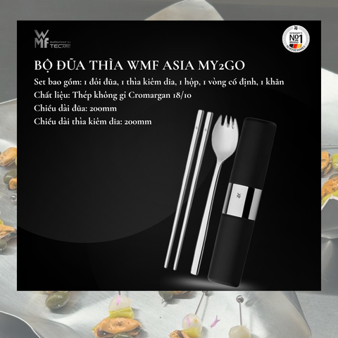 WMF bộ đũa thìa cá nhân Asia My2Go (Hộp Đựng Màu Đen), thép không gỉ Cromargan - 20cm