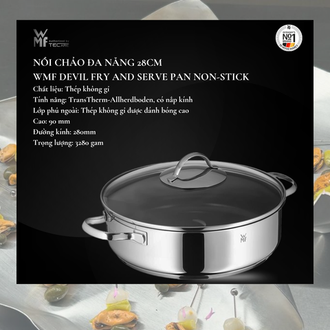 WMF nồi chảo chống dính đa năng ( Có Nắp ) Devil, thép không gỉ Cromargan - Size 28cm