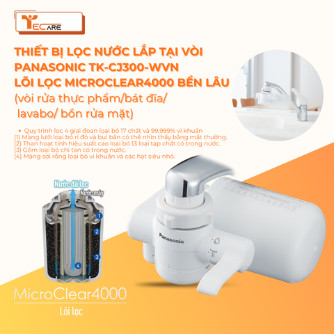 Panasonic Máy lọc nước tại vòi TK-CJ300-WVN với lõi lọc MicroClear4000
