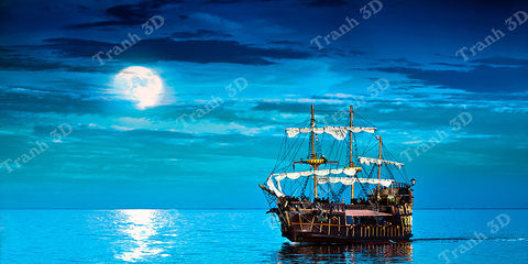 Tranh Thuyền Buồm-Tranh 3D  Dán Hồ Cá - Decal Dán Hồ- Cá Cảnh Thiên Phước