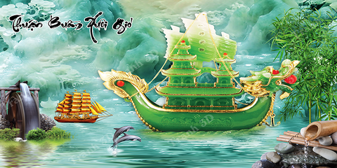 Tranh Thuyền Buồm-Tranh 3D  Dán Hồ Cá - Decal Dán Hồ- Cá Cảnh Thiên Phước