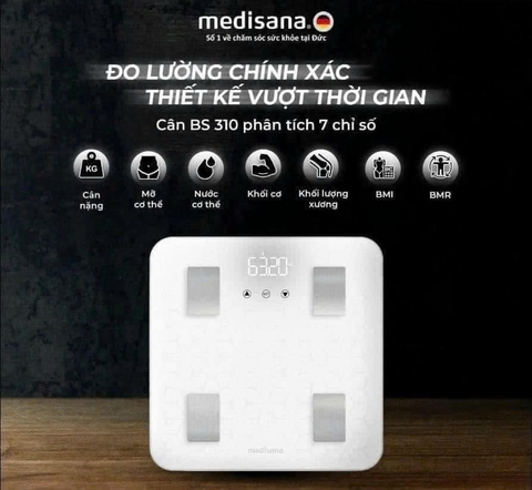 Cân sức khỏe Medisana BS 310 Connect 7in1 Bluetooth – Phân tích cơ thể chính xác