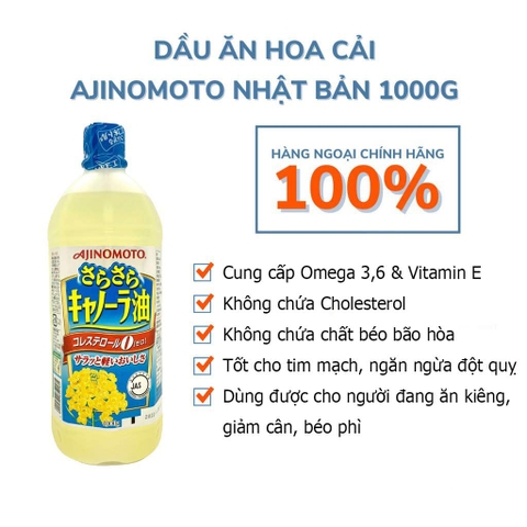 Dầu ăn hạt cải Nhật Bản - 1l - Thùng 10 chai - An toàn, chất lượng