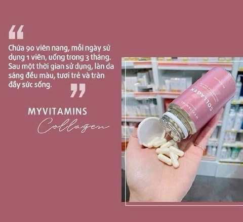 Viên uống Collagen thủy phân Myvitamins Beauty Pháp - 90 viên - Bó quyết trẻ đẹp mỗi ngày.