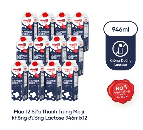 Sữa thanh trùng Meiji không đường Lactose 946ml - Thùng 12 hộp - Freeship bán kính 5km