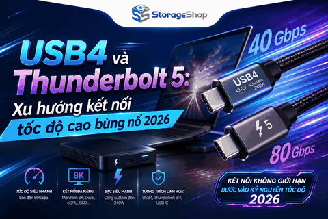 USB4 và Thunderbolt 5: Xu hướng kết nối tốc độ cao bùng nổ 2026