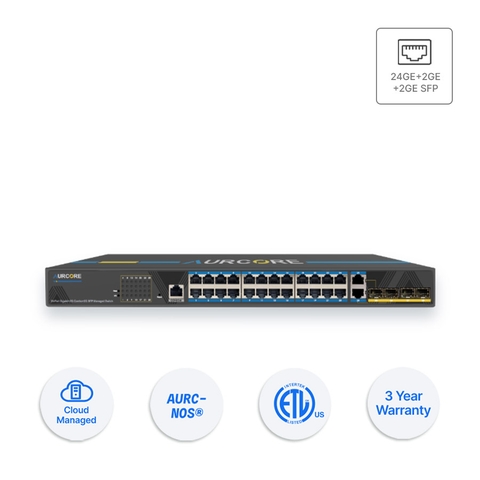 Thiết bị Switch doanh nghiệp Aurcore AES2002 24 x GE | 2 x GE Combo | 2 x GE SFP