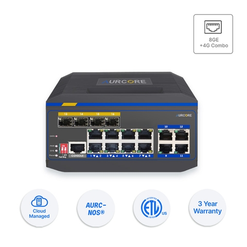 Switch công nghiệp AurCore AIS2003 L2+ 8GE - 4G Combo