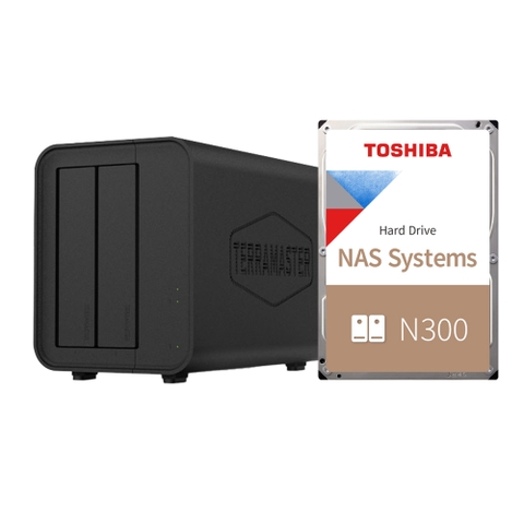 Combo thiết bị lưu trữ DAS TerraMaster D2-320 và ổ cứng HDD Toshiba N300 hoạt động 24/7