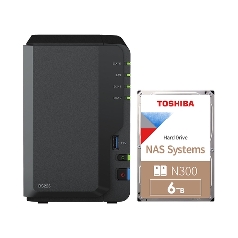 Combo thiết bị lưu trữ mạng NAS Synology DS223 và Ổ cứng Toshiba N300