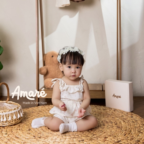 Set váy kèm áo hai dây hoạ tiết dễ thương cho bé gái Mimosa (3M-3Y)