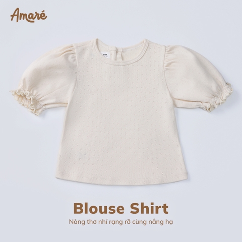 Áo rời cách điệu len cotton dập nổi hoa nhí cho bé gái Blouse (0M-3Y)