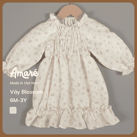 Váy hoa nhí Blossom thiết kế bèo nhún xinh xắn cho bé gái (6M-3Y)