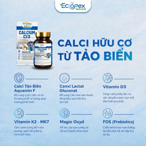 [2 HỘP TẶNG 1 HỘP] Calcium D3 - Viên Uống Bổ Sung Canxi, Vitamin D3 Và K2 - Hộp 60 Viên