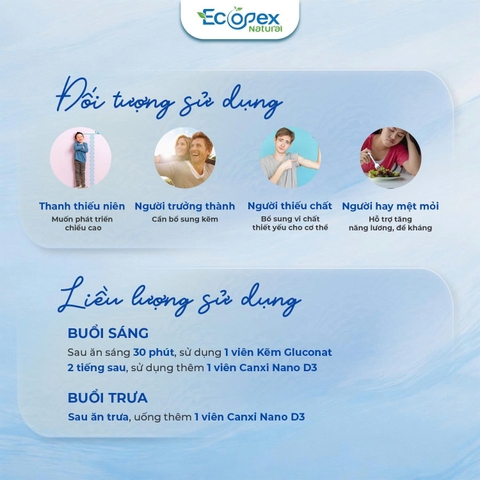 [Canxi + Kẽm] Cao - Khỏe - Đẹp. Hỗ Trợ Tăng Chiều Cao, Giảm Tình Trạng Dầu Mụn, Tăng Cường Sức Khỏe