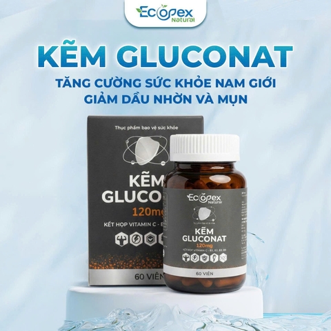 [2 HỘP TẶNG 1 HỘP] Kẽm Gluconat + Vitamin - Viên Uống Bổ Sung Kẽm Và Vitamin - Hộp 60 Viên