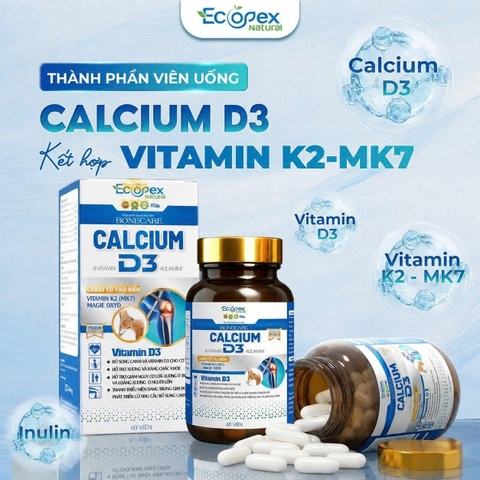 [2 HỘP TẶNG 1 HỘP] Calcium D3 - Viên Uống Bổ Sung Canxi, Vitamin D3 Và K2 - Hộp 60 Viên