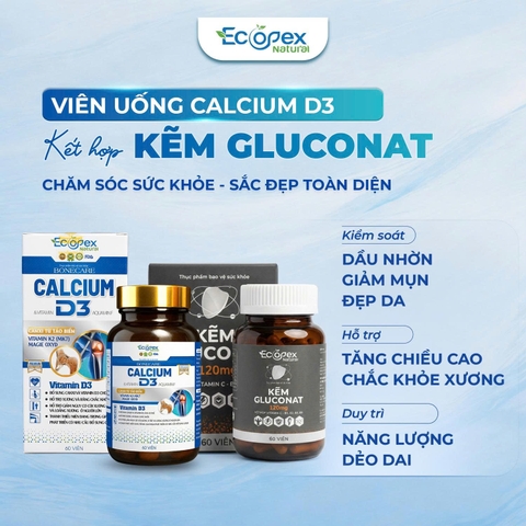 [Calcium + Kẽm] Viên Uống Bổ Sung Canxi, Kẽm Và Vitamin
